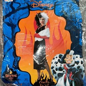 Brand new Cruella De Vil costume- never used, wig still in plastic package